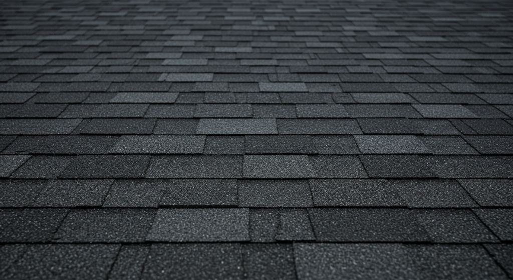 Close-up of asphalt shingles being installed on a residential property in Leominster, MA, offering great performance and affordability